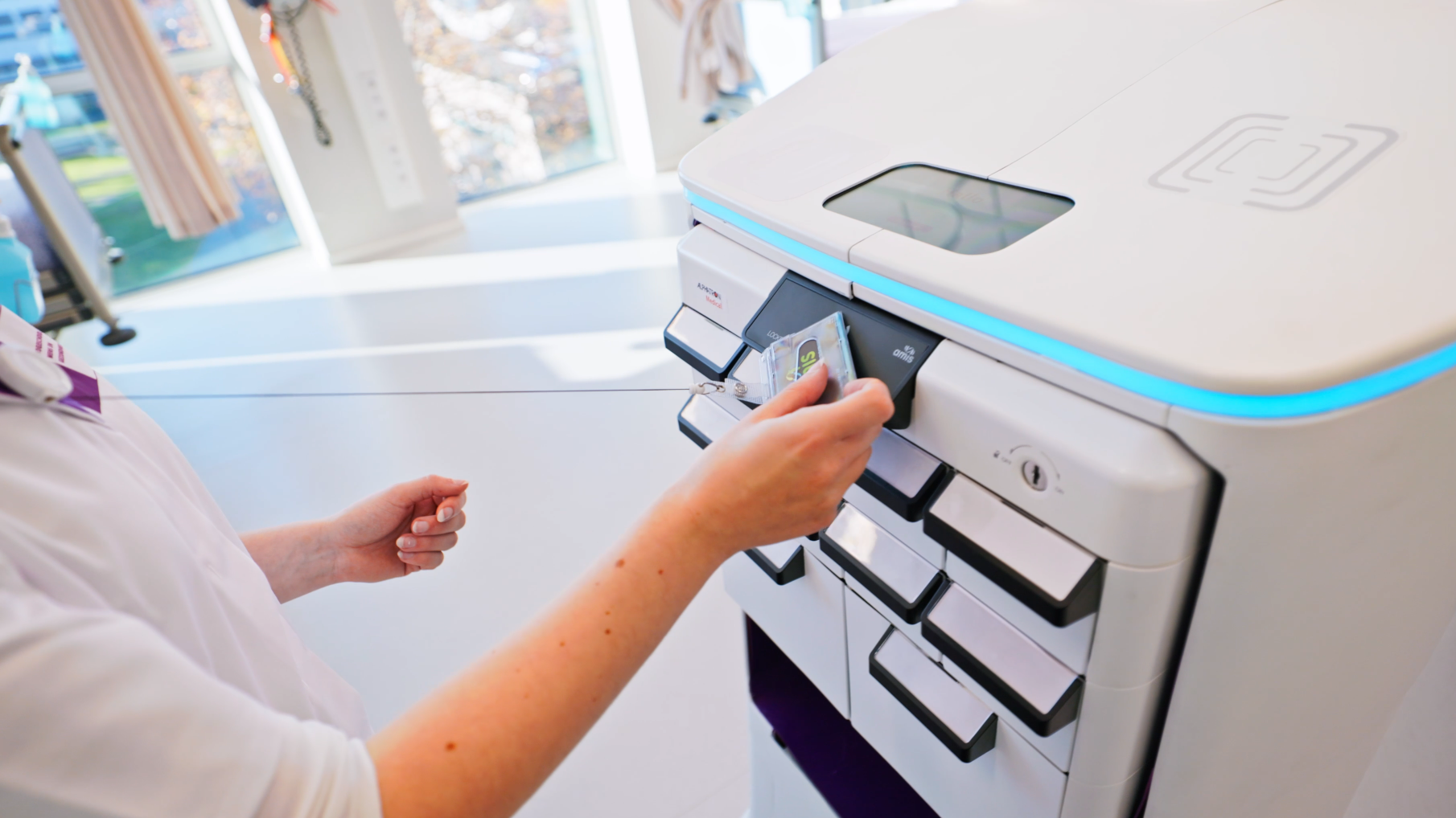 Secure login of care robot for authorized healthcare professionals